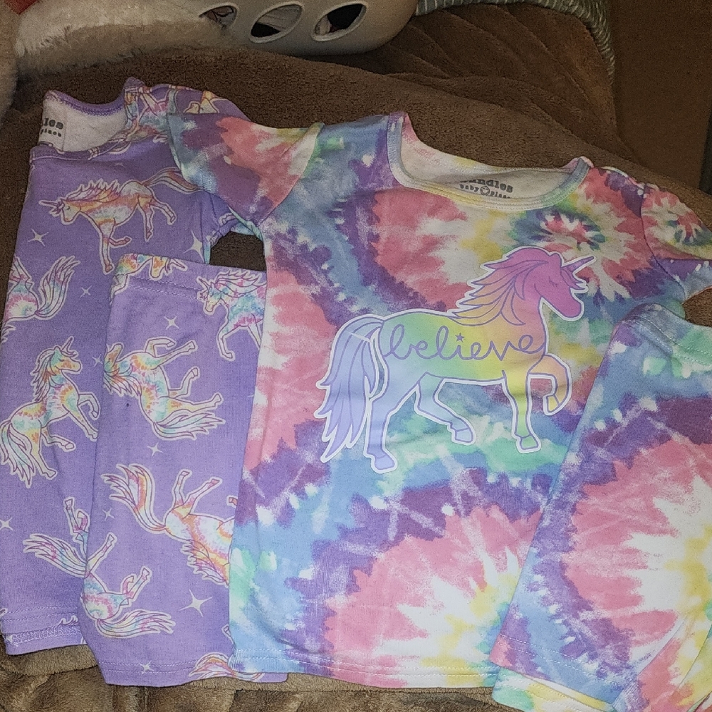 Sz 4T TCP Kids Tie-Dye Unicorn Pajama Set - 2 Prs